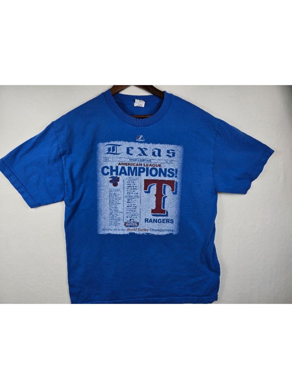 Texas Rangers American League Champions Mens Large T-Shirt Alstyle Blue Cotton